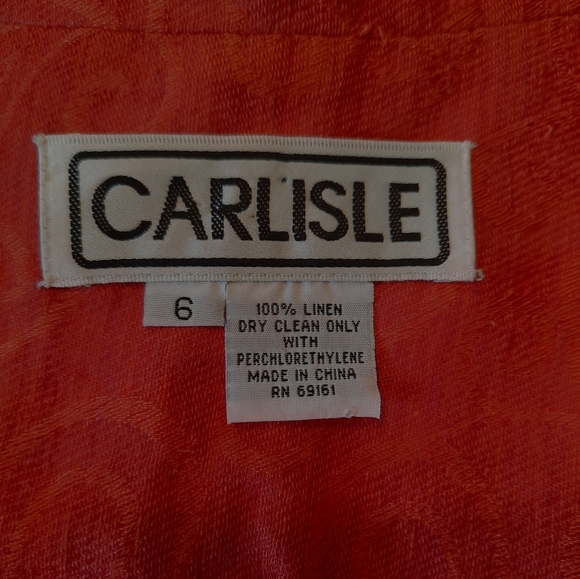 Carlisle rust paisley linen suit blazer hi waist pants sz 6/8 *F - Picture 3 of 6